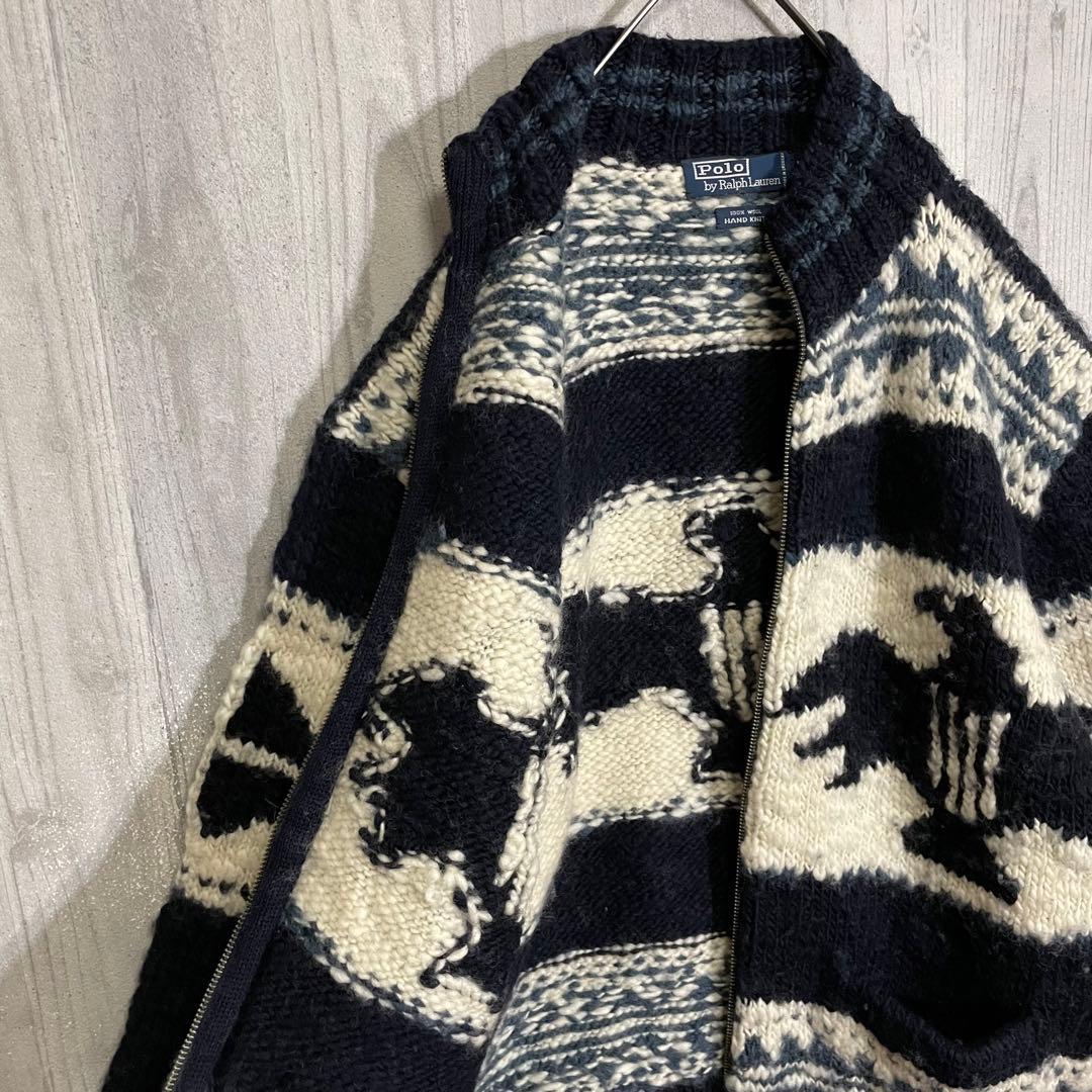 【希少モデル】ラルフローレン　サンダーバード柄　ジップニットジャケット　XL