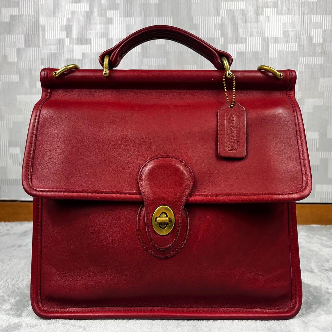 オールドコーチ 2way ハンドバッグ ウィリス レッド系　赤 斜め掛け◎