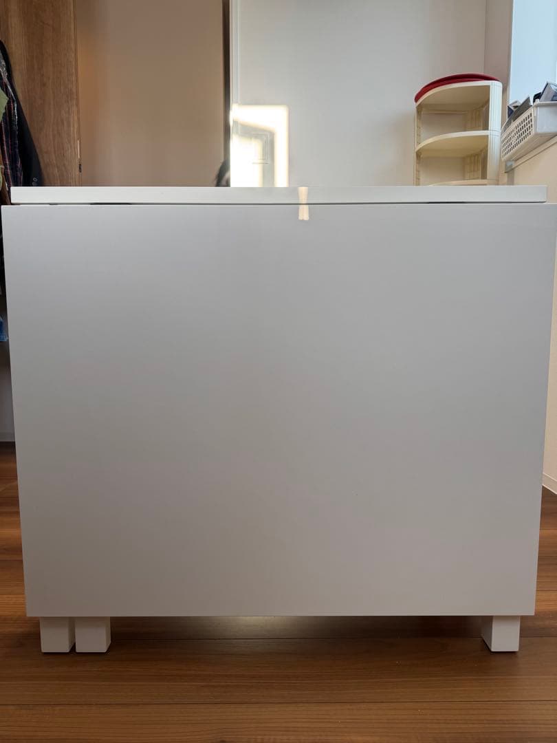 【引取り限定】IKEA 折り畳みテーブルホワイト 3段引き出し収納