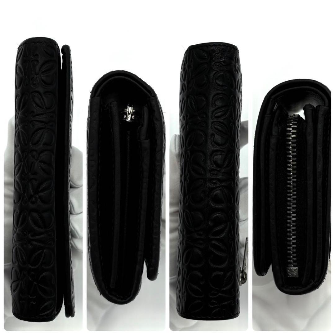 ロエベ 折財布 アナグラム リピート ミディアム ウォレット 黒 2034