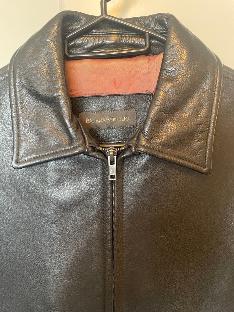 90s BANANA REPUBLIC 襟付きオールドスタイル レザージャケット
