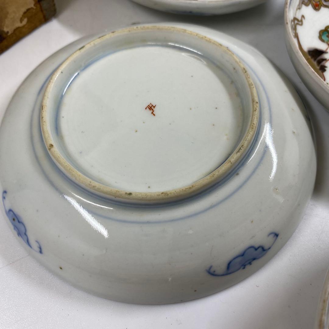 古伊万里　染錦小皿14枚　木箱付　直径約12㎝東Y7-0312④タトニ