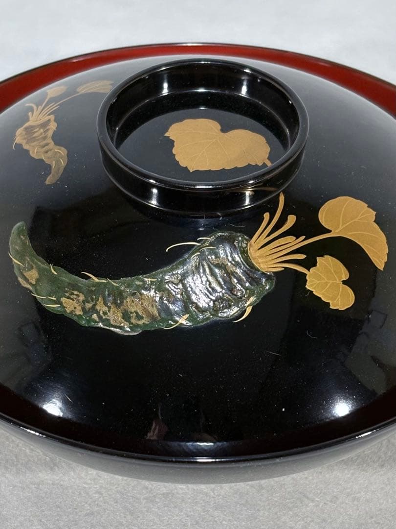 輪島塗　天然木　わさび蒔絵 煮物椀 五客　美品　茶道　懐石　送料込