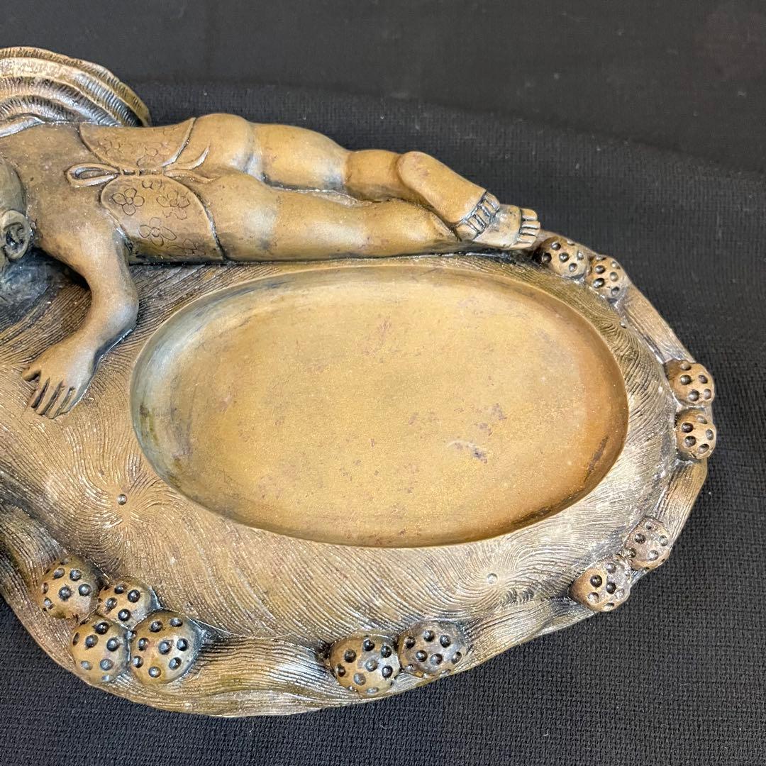 【未使用】 中国美術 硯 水牛唐人 龍 竜 澄泥硯