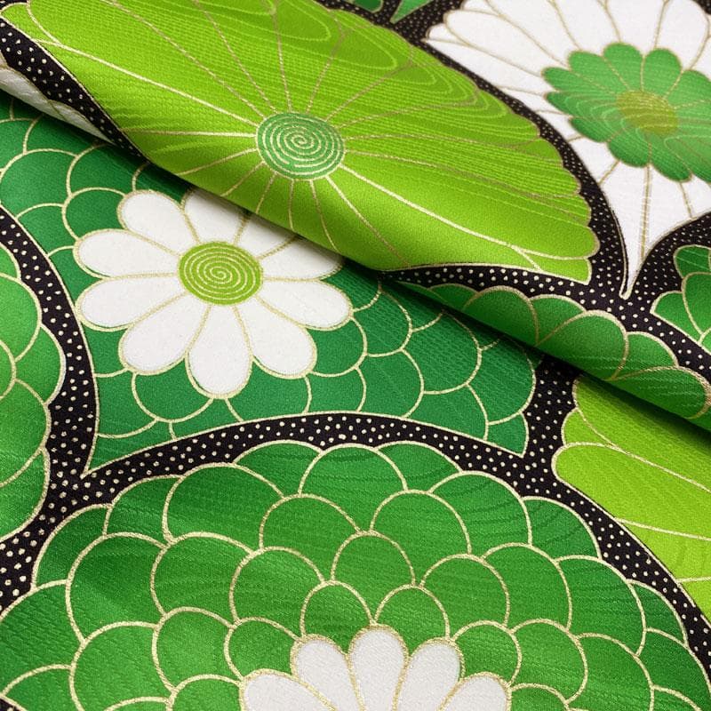 511ag46◎七五三 七歳 女児 着物&袋帯 総柄 金駒刺繍金彩 青海波 緑◎