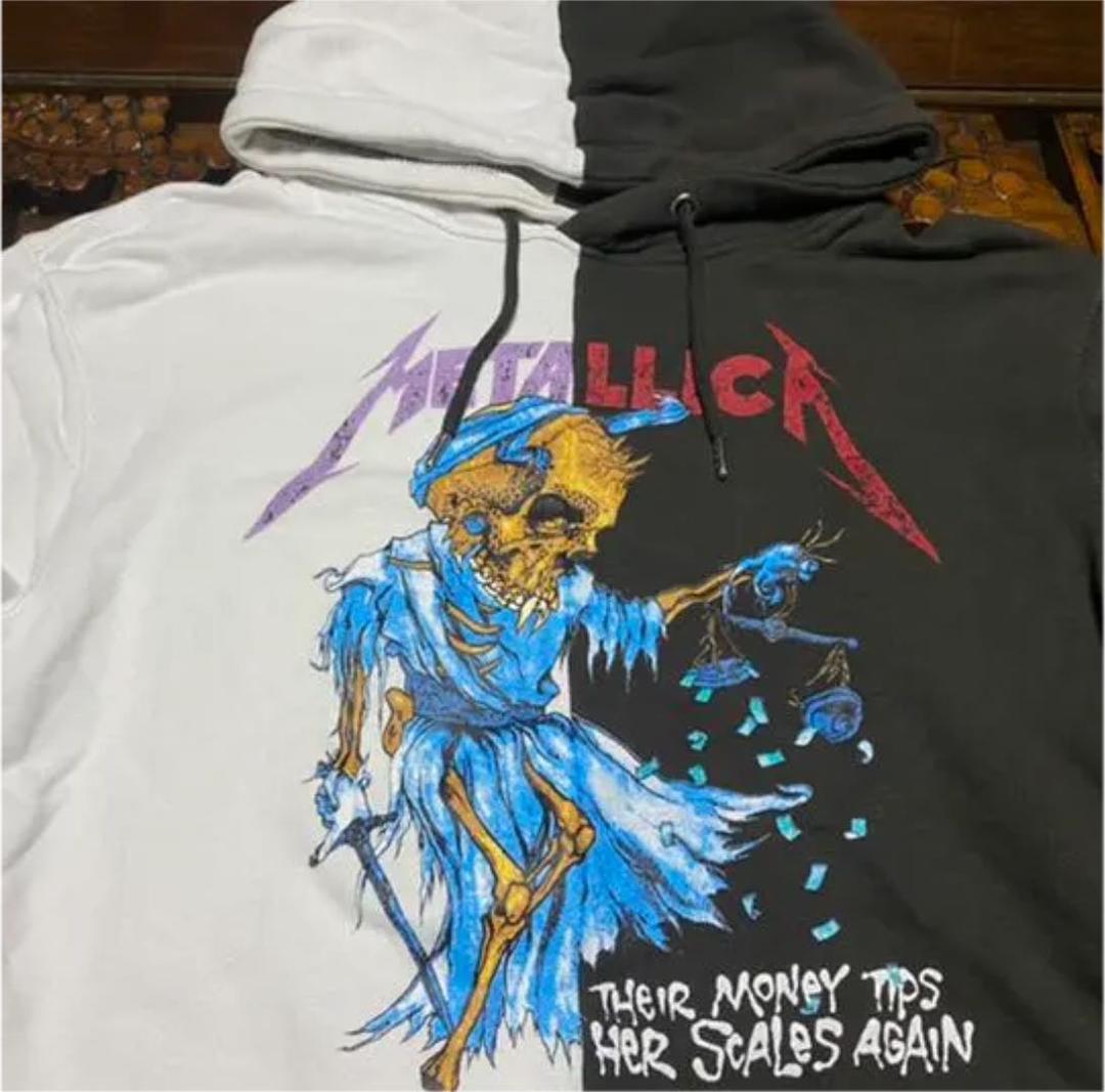METALLICA メタリカヴィンテージパーカーアシンメトリーバイカラー