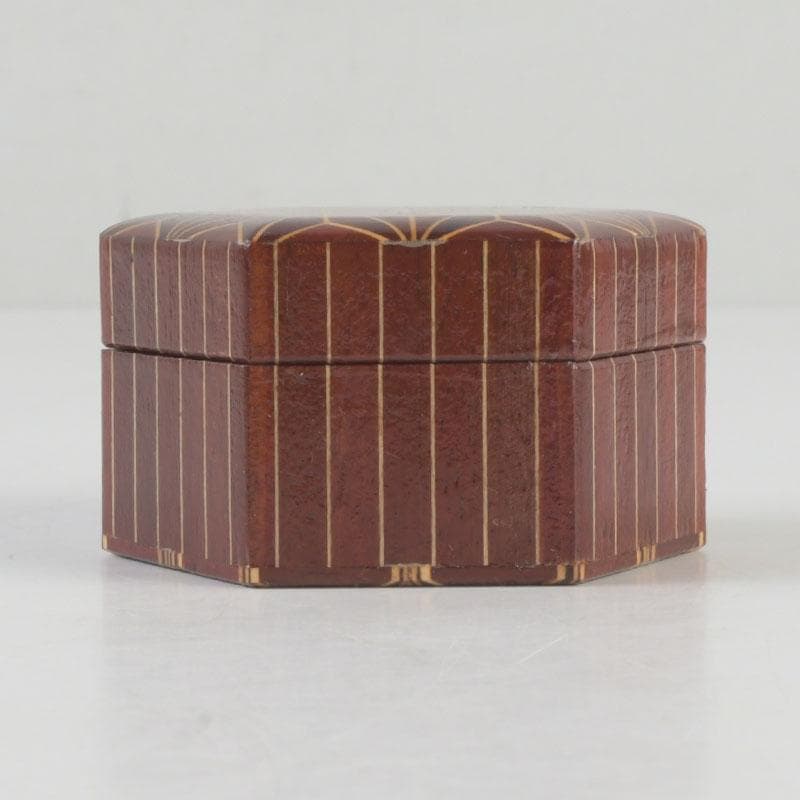 茶道具 鷹の巣 箱根寄木細工 六角香合 箱付 V 9703