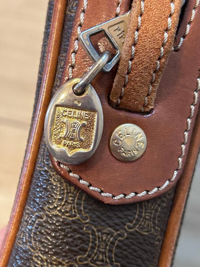 CELINE ブラウン　ヴィンテージ　ショルダーバッグ　マカダム柄