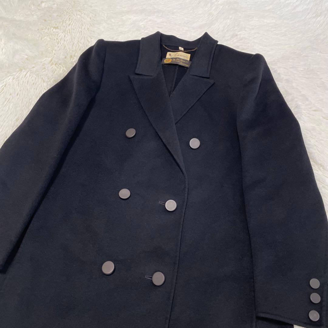 Luxoria ロロピアーナ カシミヤ100% ロングチェスターコート 黒 44