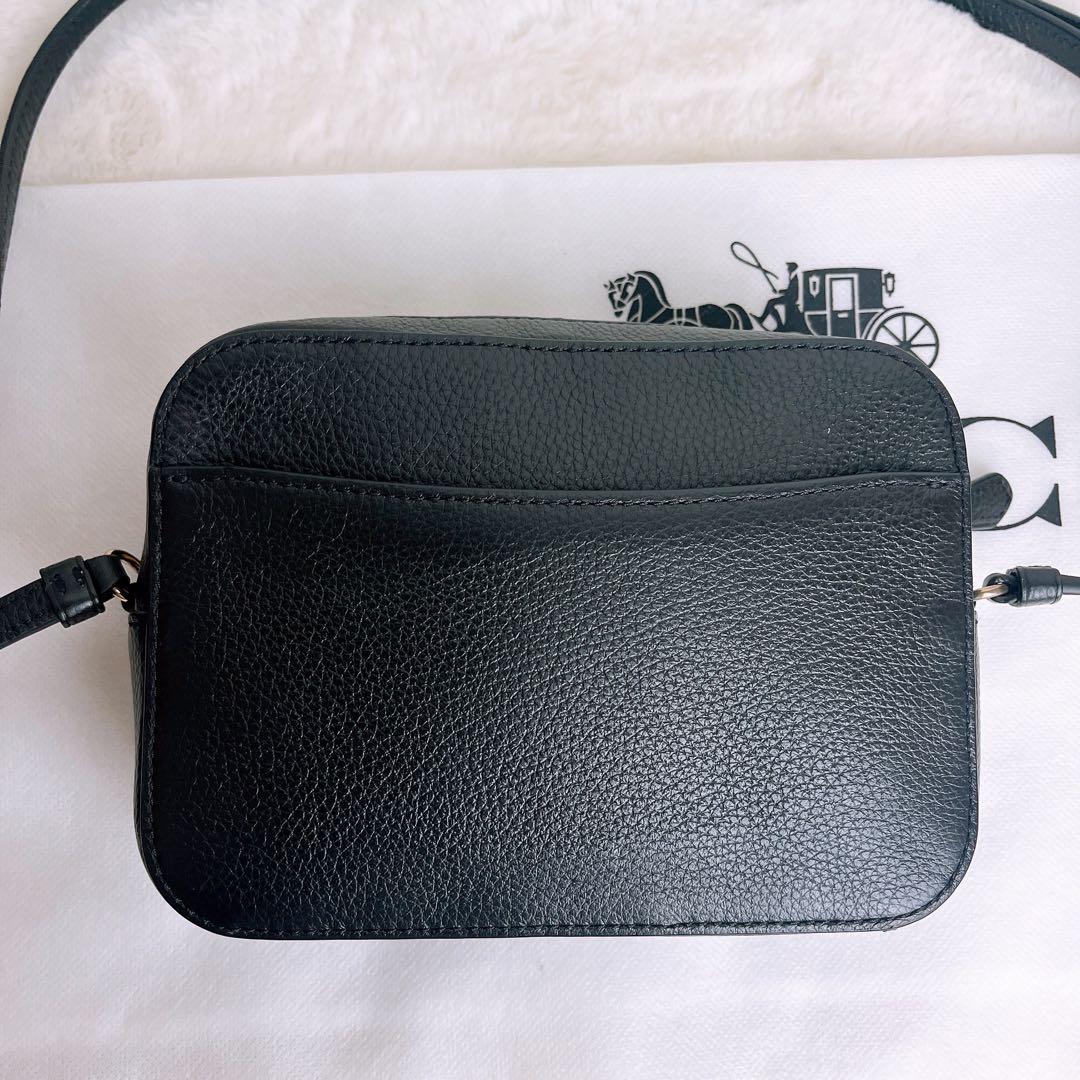 美品☆COACHコーチ ショルダーカメラバッグ ブラック シボ革