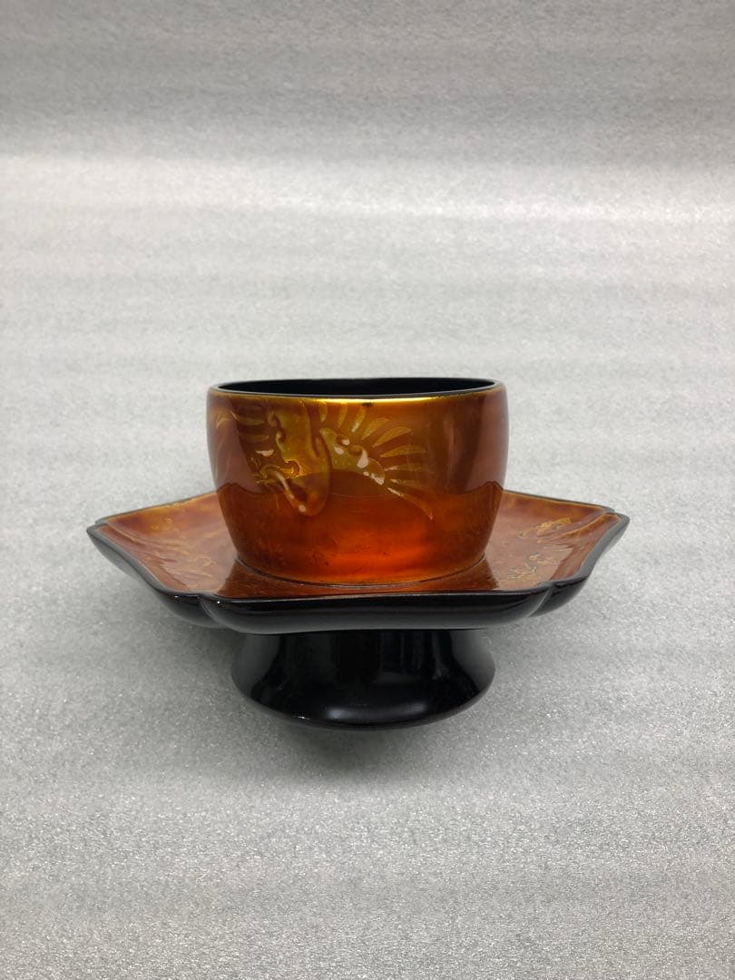 輪島塗　若島量平作　時代型　天目台　共箱