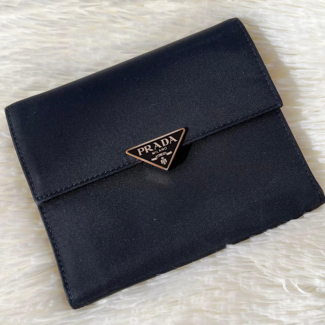プラダ三つ折り財布 PRADA折財布ブラック