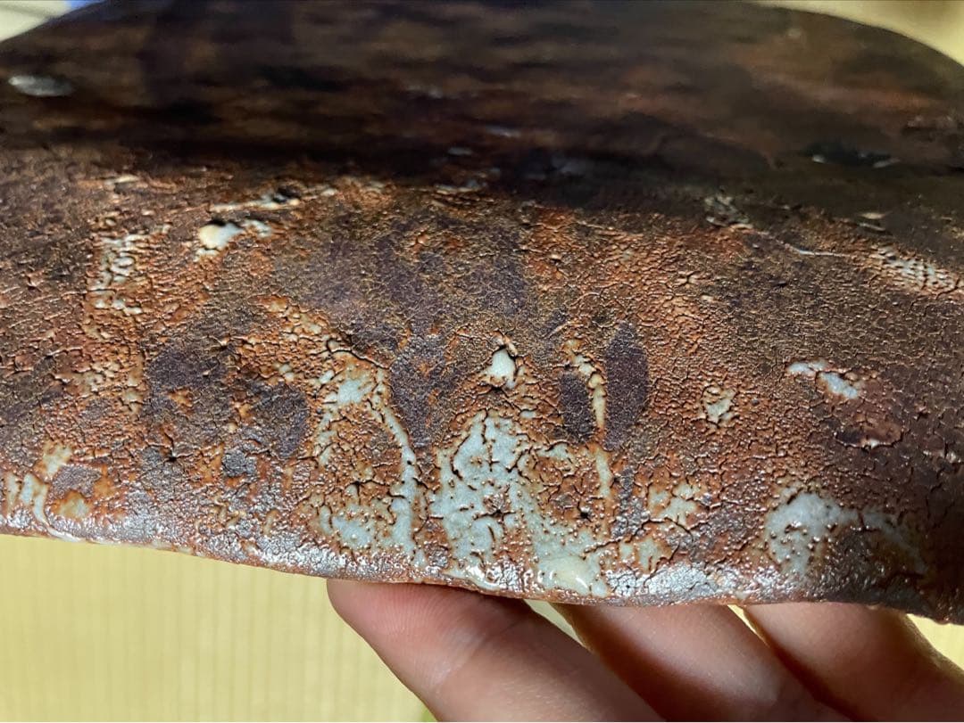 魯山人　志野　芒絵四方皿