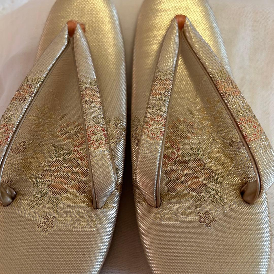 未使用⭐︎佐賀錦　草履バッグセット　正絹　金糸　フォーマル　訳あり