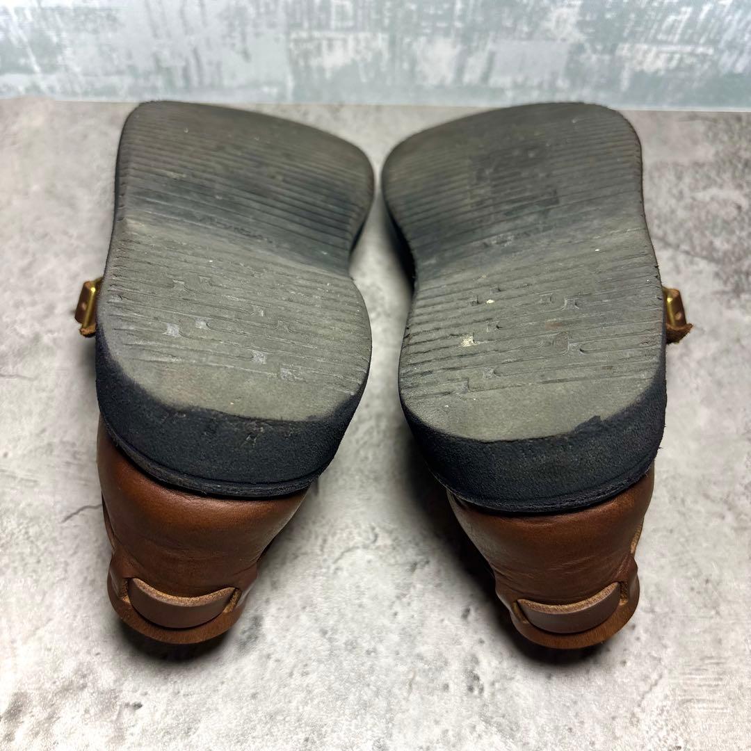 【美品！】オーロラシューズ ミドルイングリッシュ レザースリッポン 8D 茶