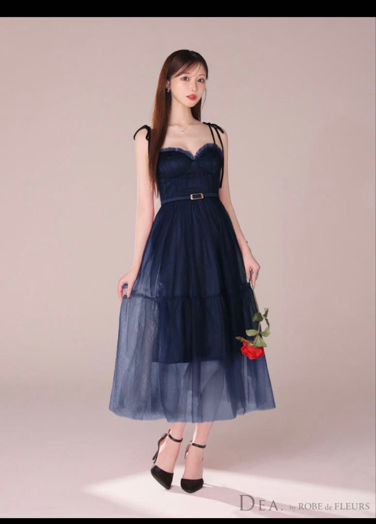DEA.by ROBE de FLEURS/SUGARティアードドレス ネイビー