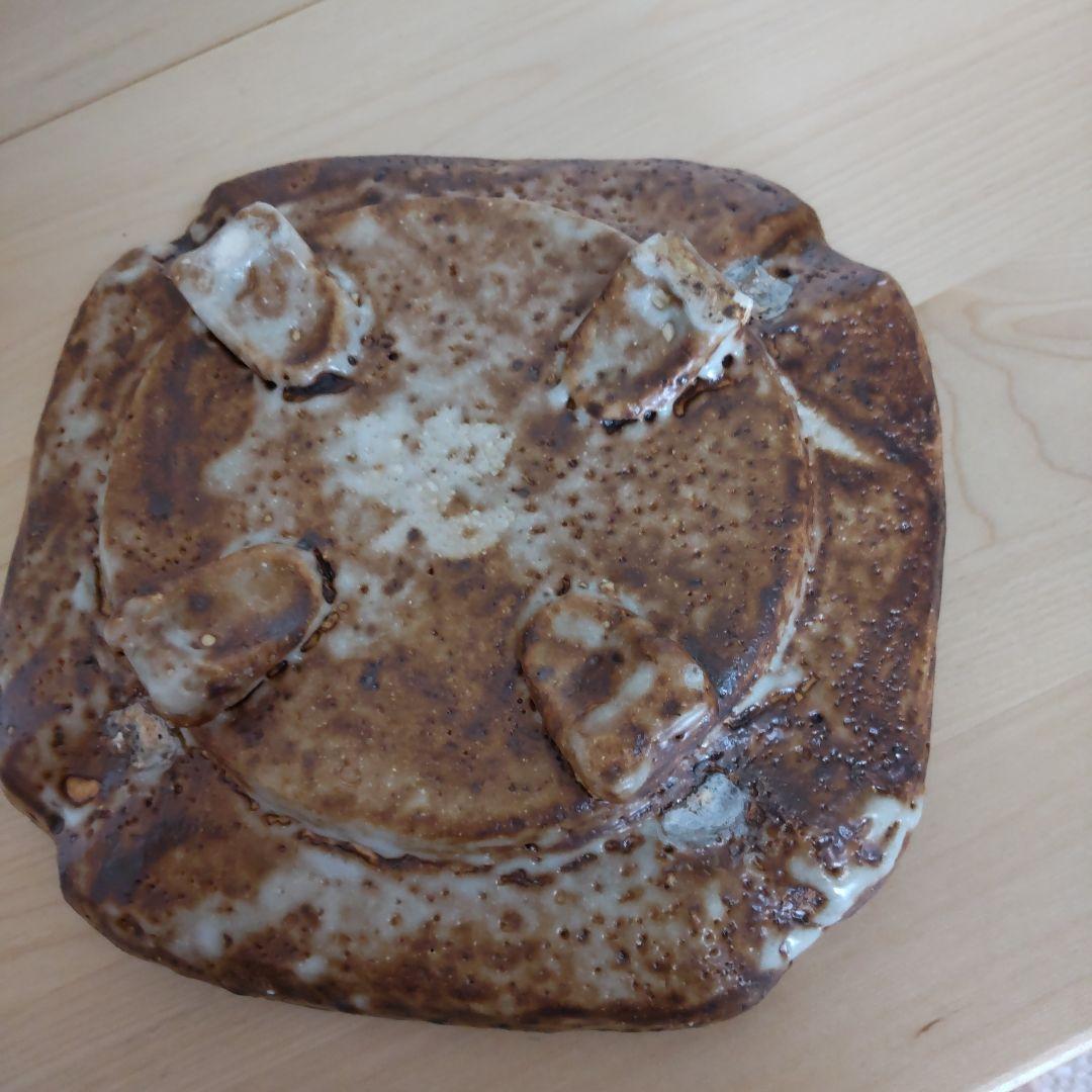 江川勝子  柿志野  足付き角皿