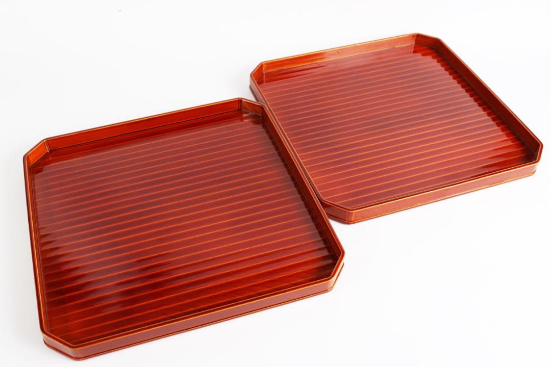 飛騨春慶塗 四方膳 懐石膳 隅切四方膳 五枚　茶道具