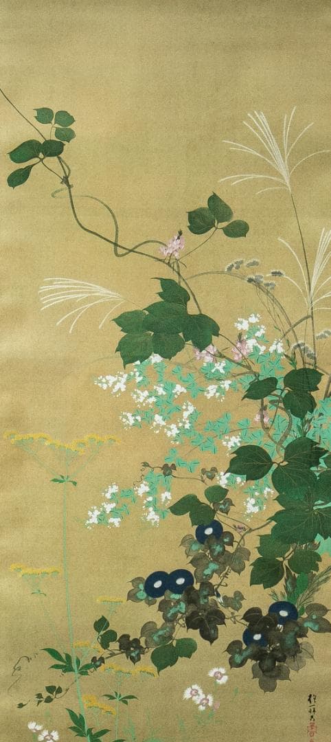 掛軸-1744　酒井抱一　七草図　印刷工芸作品