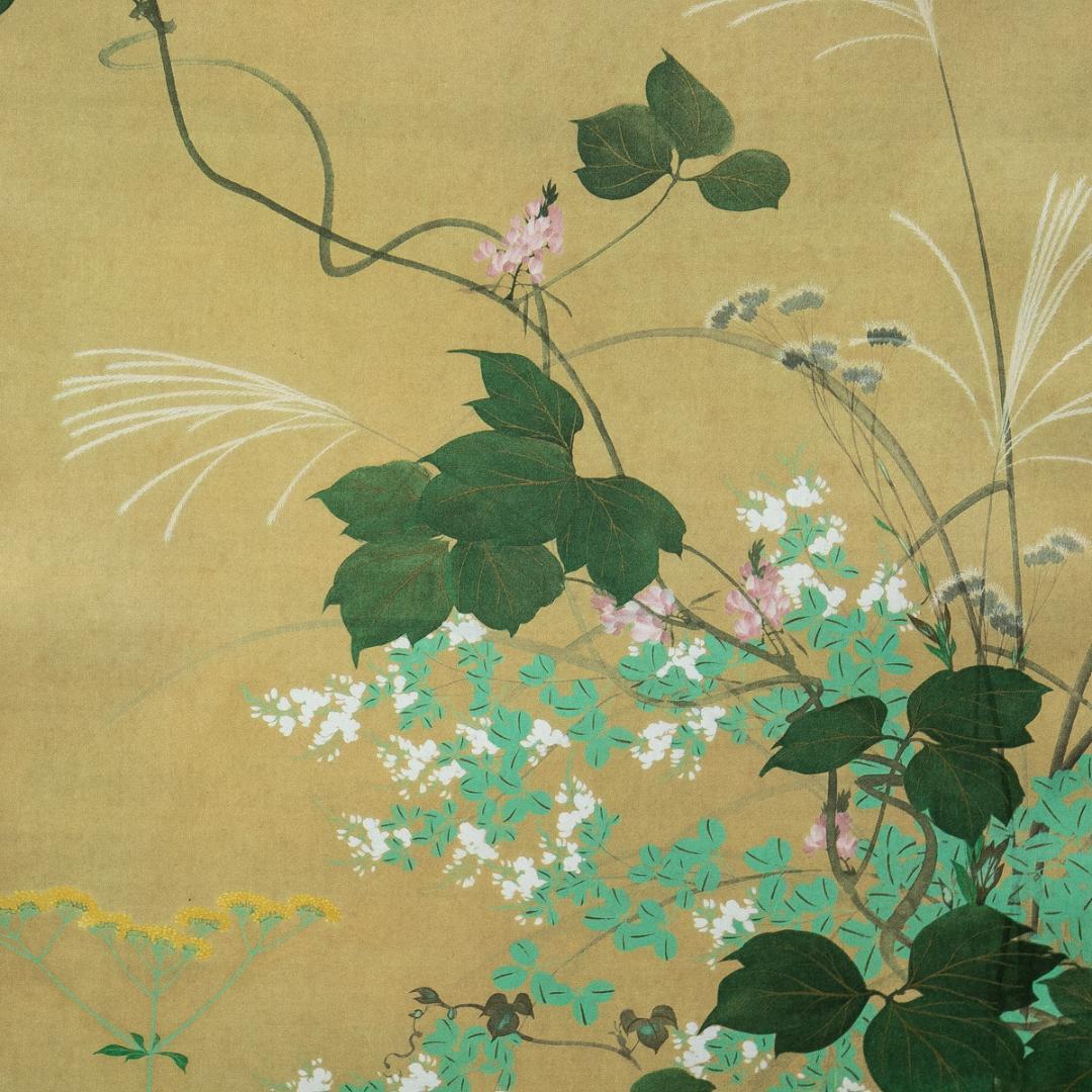 掛軸-1744　酒井抱一　七草図　印刷工芸作品