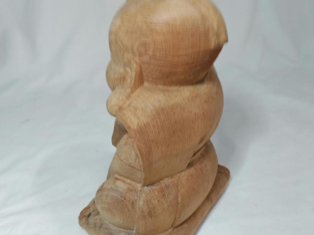 福助】商売繁盛、縁起物木彫り彫刻 高さ25cm（ 値下げです