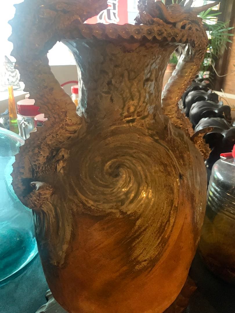 骨董 45年前購入 双龍の壺 綺麗 立派です 骨董 45年前