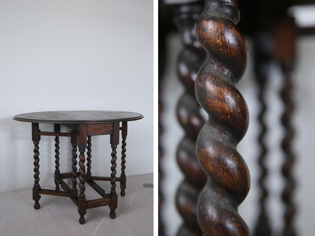 英国アンティーク木製ゲートレッグテーブル/ダイニング机バタフライ(89-178)