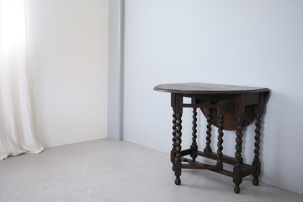 英国アンティーク木製ゲートレッグテーブル/ダイニング机バタフライ(89-178)