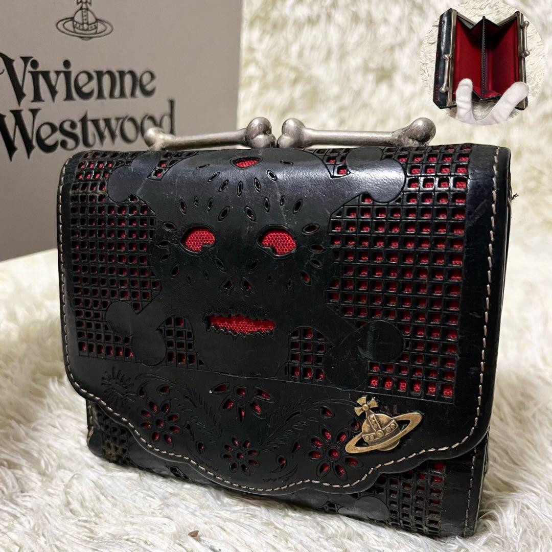 美品】ヴィヴィアンウエストウッド 折り財布 がま口 オーブ スカル
