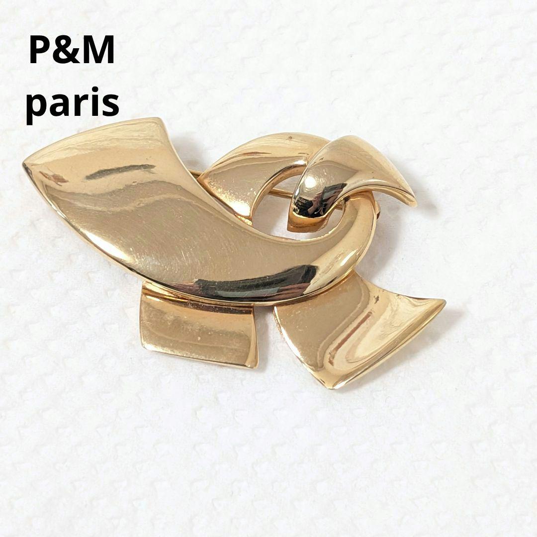 P&M paris ブローチ リボン ヴィンテージ ゴールド - メルカリ