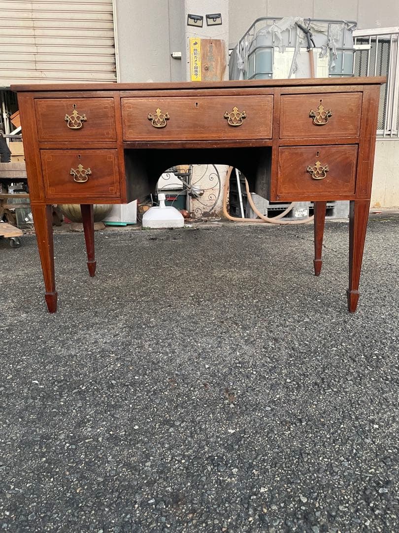 イギリス 書斎机 デスク マホガニー材 アンティーク デスク 両袖