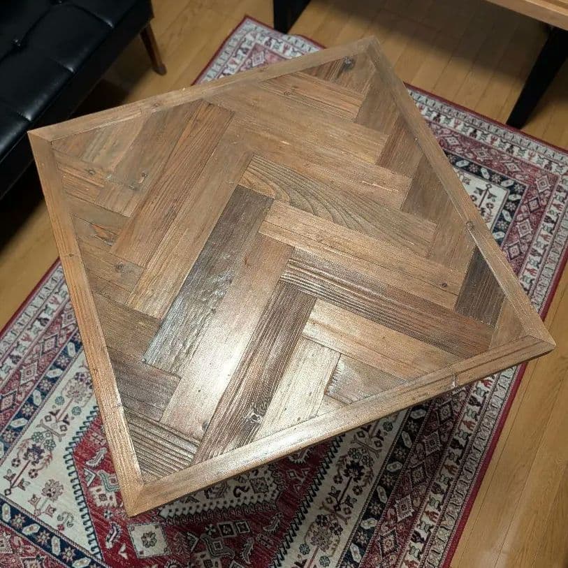 KOZAI カフェテーブル ヘリンボーン W600×H600×H720