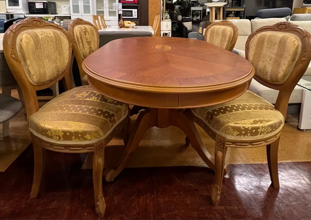 【地域限定無料配送】おしゃれなダイニングテーブル5点セット　キャラメルブラウン