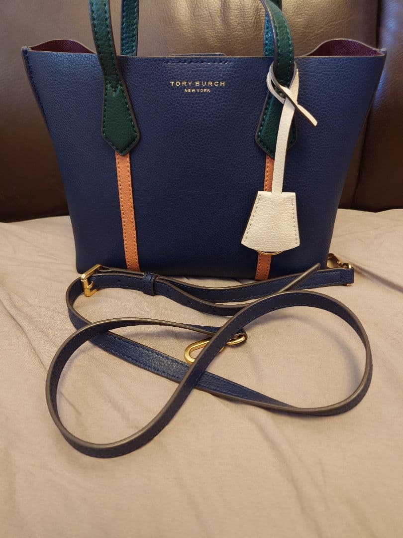 正月SALE！TORY BURCH ネイビー レザー ハンドバッグ