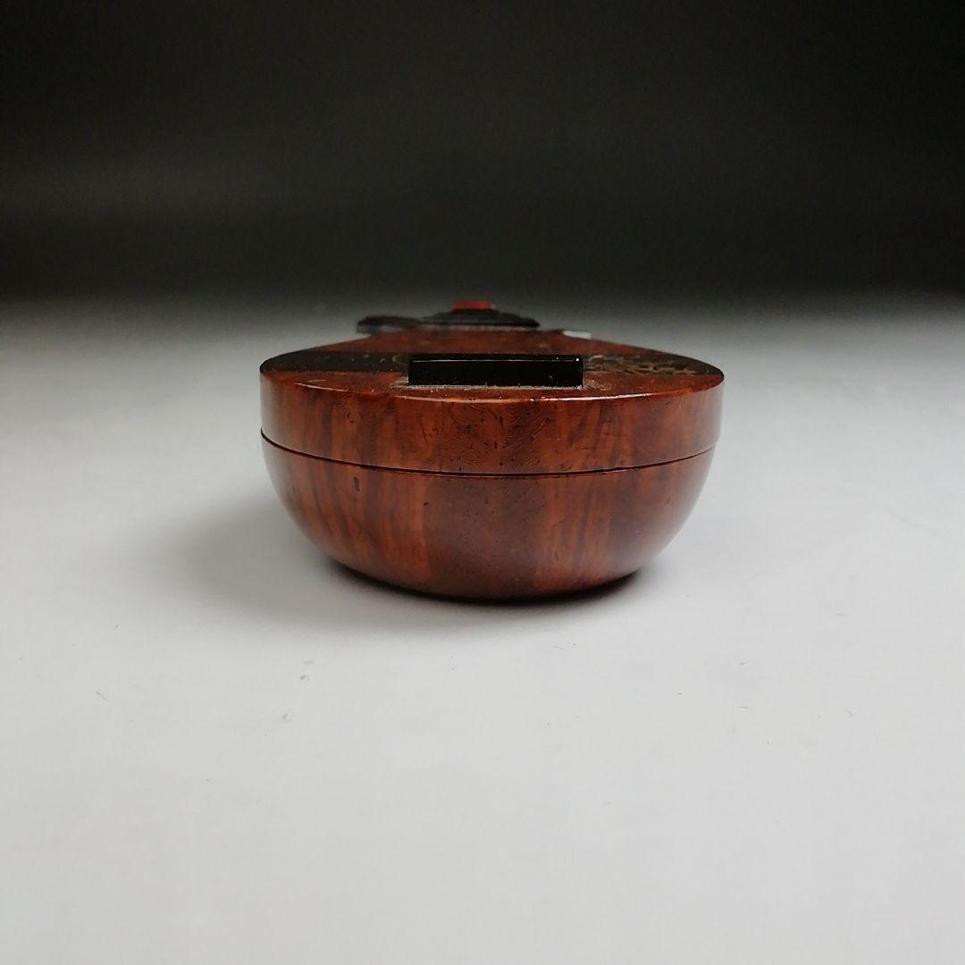 T901 香合 『秋草蒔絵 花梨造り』『琵琶香合』『道場宗廣 造』 共