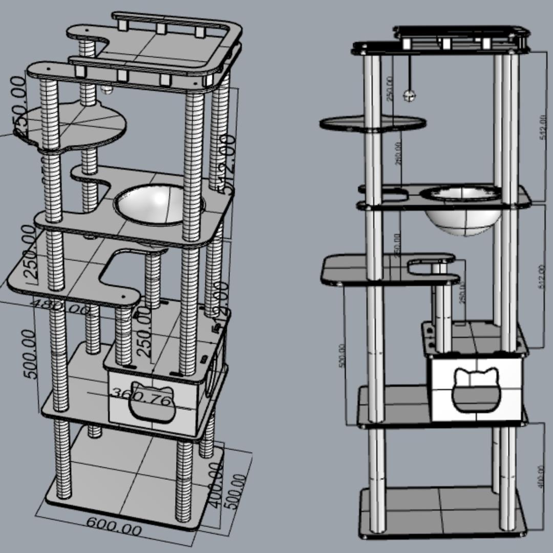 アウトレット1 キャットタワー 木製 宇宙船 展望台 多頭飼い 大型