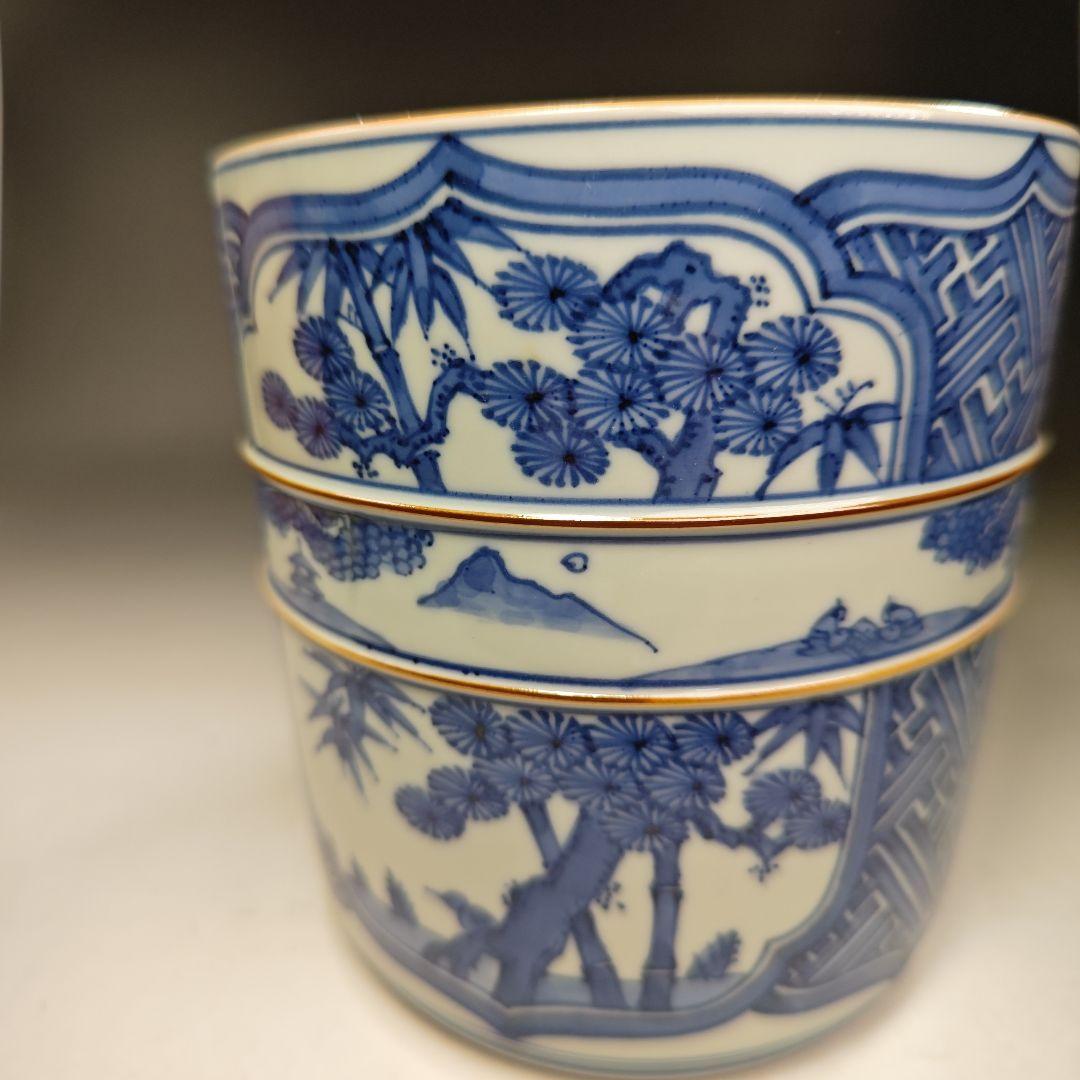 イ441 水指『清閑寺窯 杉田祥平造』『祥瑞山水同紐花鳥窓枠画水指 共箱