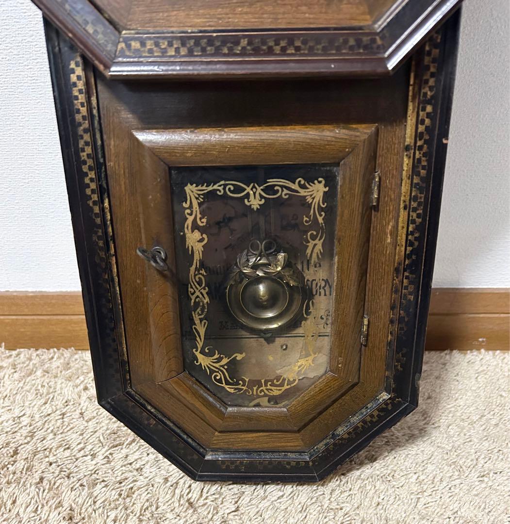 レア品　明治　レトロ 古時計 振り子時計 掛時計 柱時計　ぜんまい アンティーク