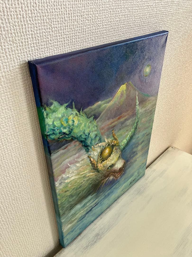 ☆ HaRu 辰年 龍 竜 富士山 縁起物 1点物 真作 原画 絵画 油絵 ♪
