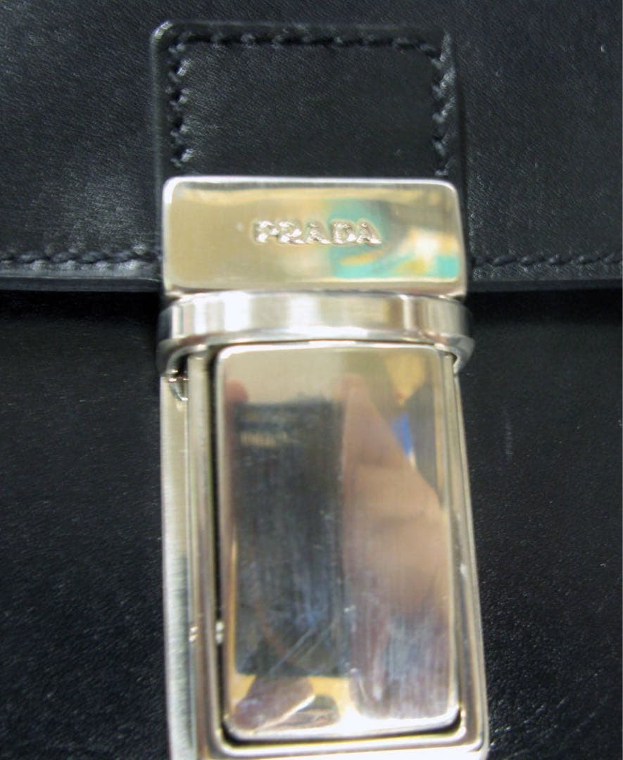 イタリア製正規品【PRADA】名作オールレザーブリーフケース ドクターズバッグ