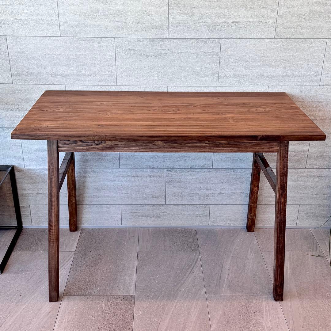 WTWチーク木製テーブル机作業デスク◆幅110木目ナチュラル素材アンティーク男前