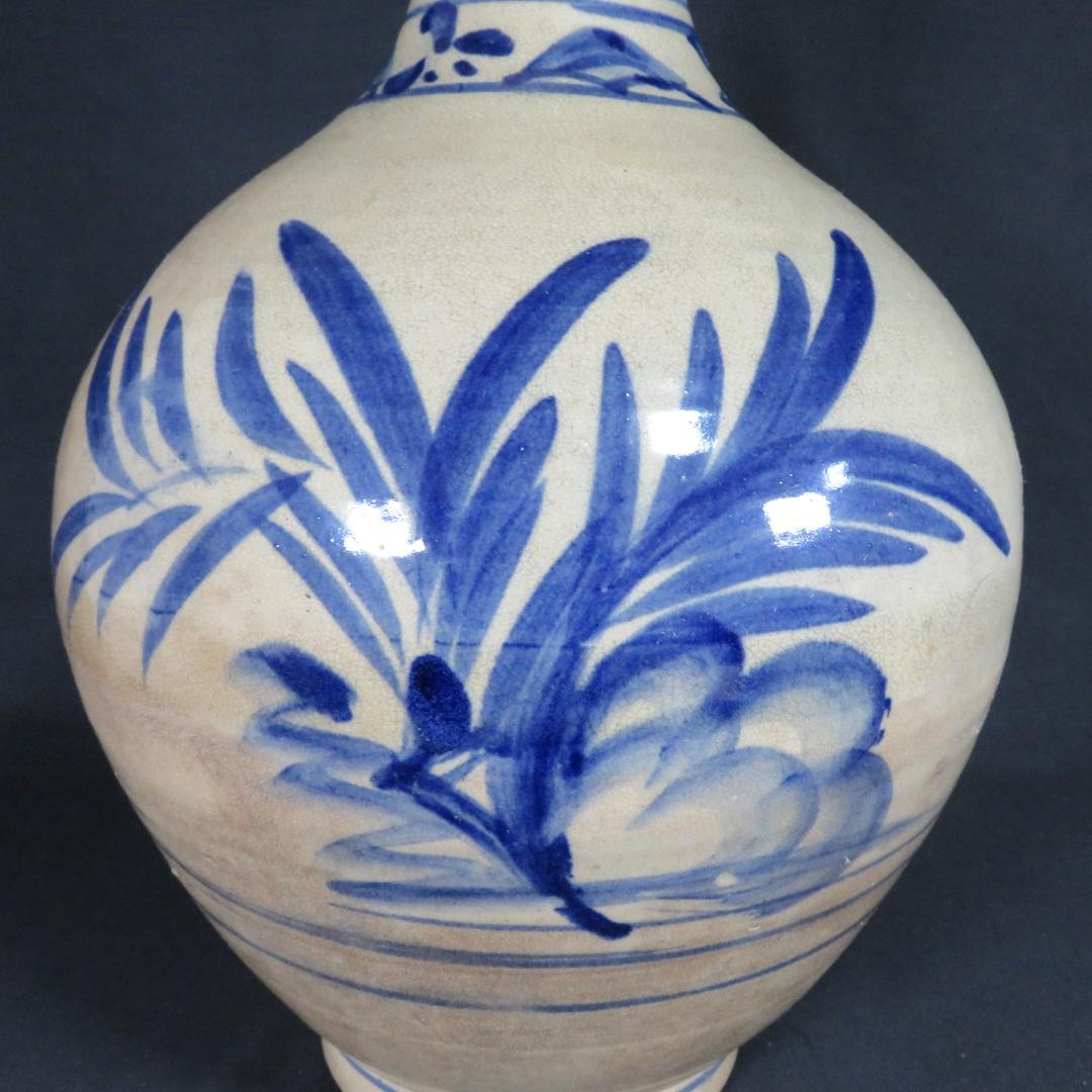 壺 大徳利 染付 窯傷 貫入 民芸 草 ブドウ 古道具 花瓶 - メルカリ