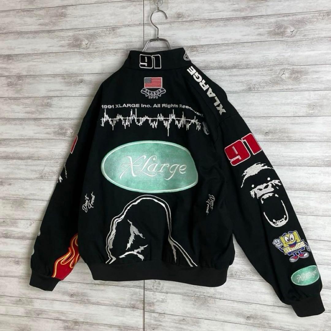 【超おすすめ】エクストララージレーシングジャケット 刺繍 パッチロゴ満載