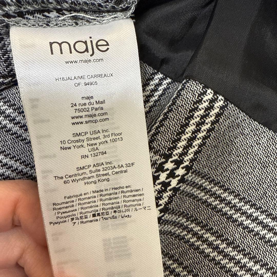 Maje グレー チェック柄 プリーツスカート風キュロット サイズ34