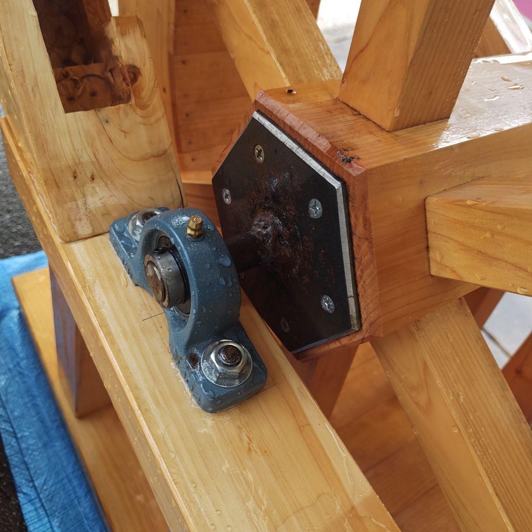 手作り 木製水車 庭園 和風 オブジェ 置物 90㌢