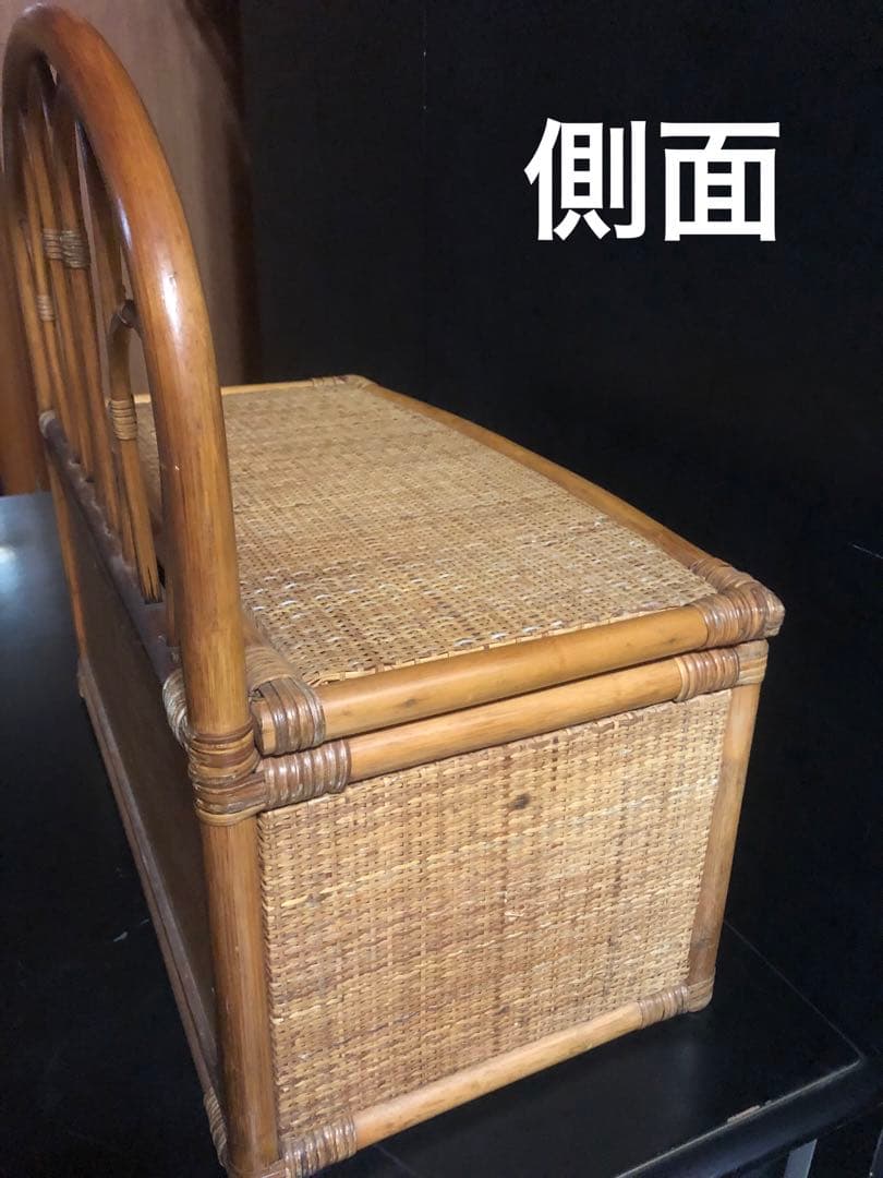 便利な収納♦️ラタン ベンチ♦️コンパクトサイズ♦️土台が木材で