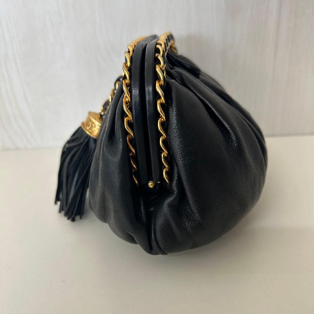 CHANEL シャネル ショルダーバッグ レザー がま口 フリンジ