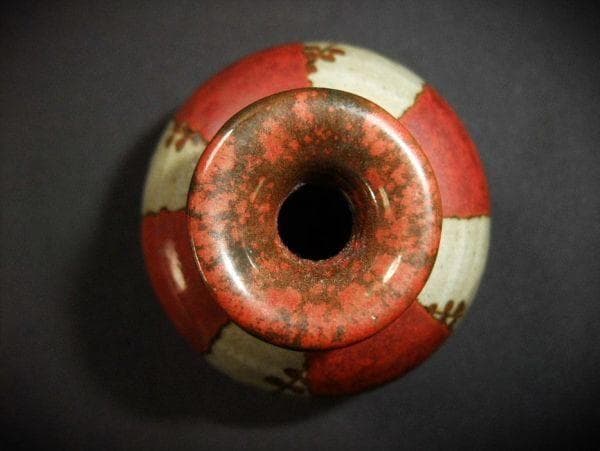 】油壷 赤絵の古い油壷 染付 草花文 一輪挿し 時代物 骨董品 古美術