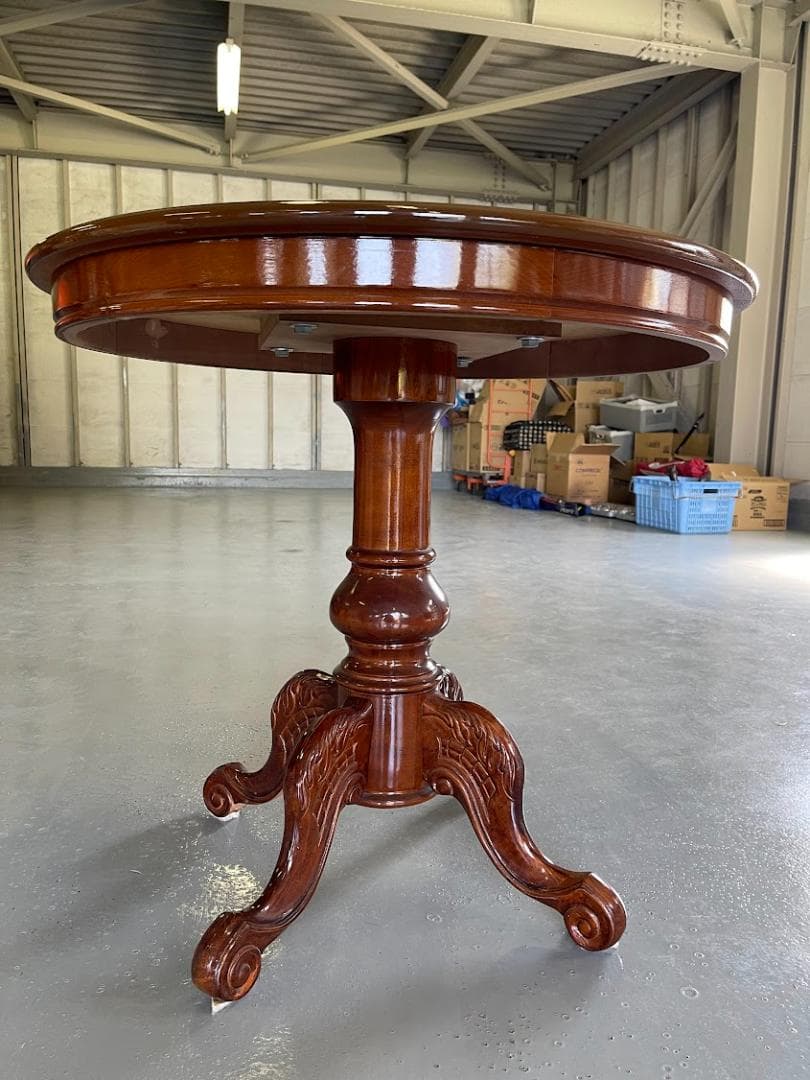 象嵌 ラウンドテーブル 猫脚 木製 直径80㎝ 丸テーブル アンティーク調