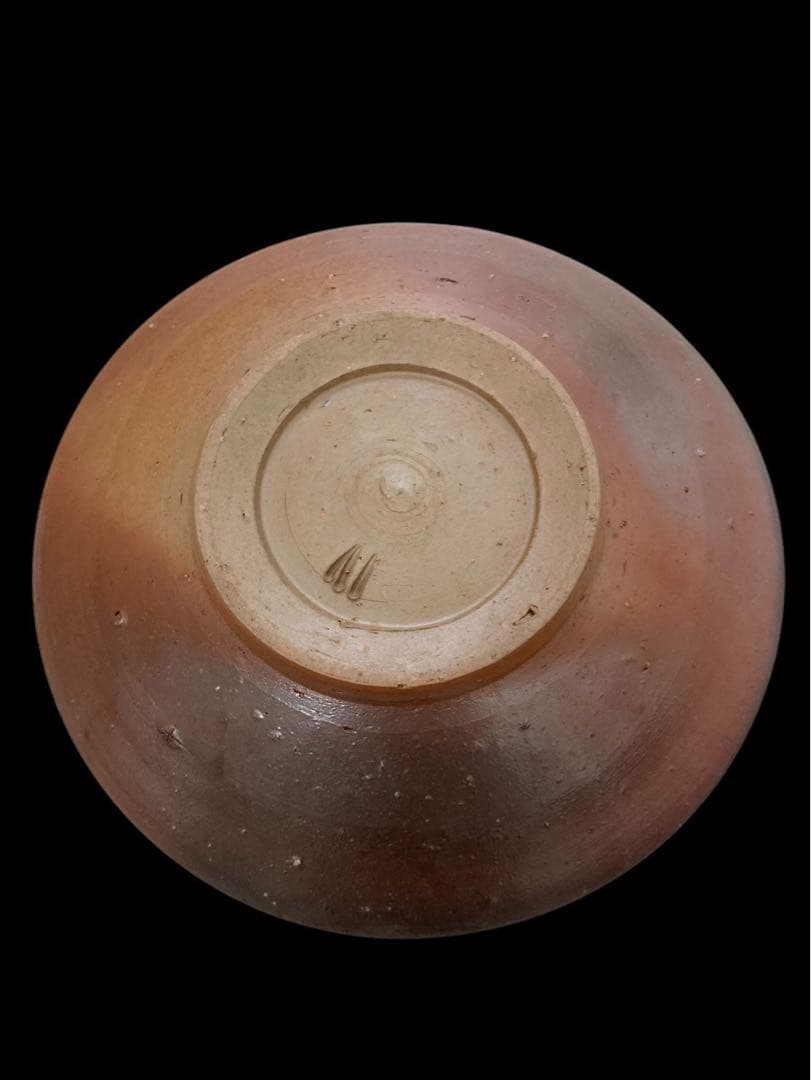 人間国宝 伊勢崎淳 備前焼 陶器 平皿 茶色 共箱 陶芸 （O）